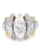 GIA Certified Marquise Cut Diamond 3 Row Silitaire Ring in 18K2T